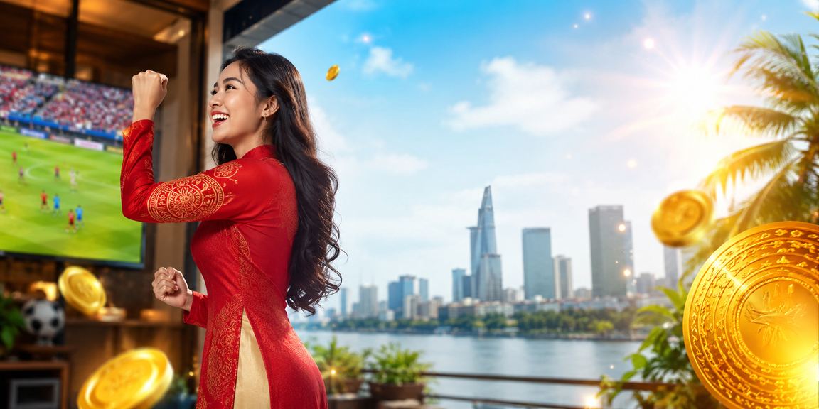 Khung cảnh thể thao trực tuyến với bóng đá và lịch thi đấu trên màn hình